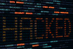 cyber, attack,hacked word on screen binary code display, hacker